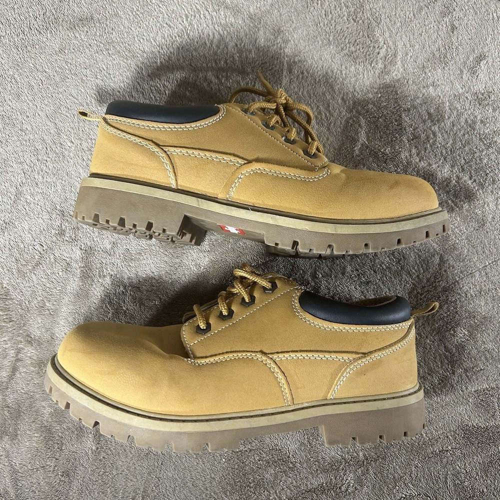 Wrangler Mens Size 7 Wheat Tan Memory Foam Lug Sole Oxford Work Shoes